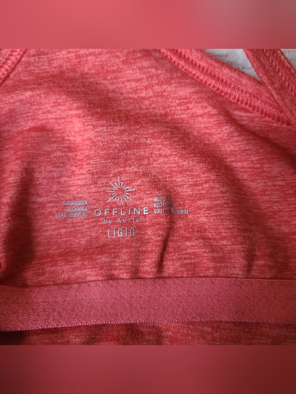 Offline by Aerie Coral Heathered Strappy Bralette Top Size L - Picture 7 of 7